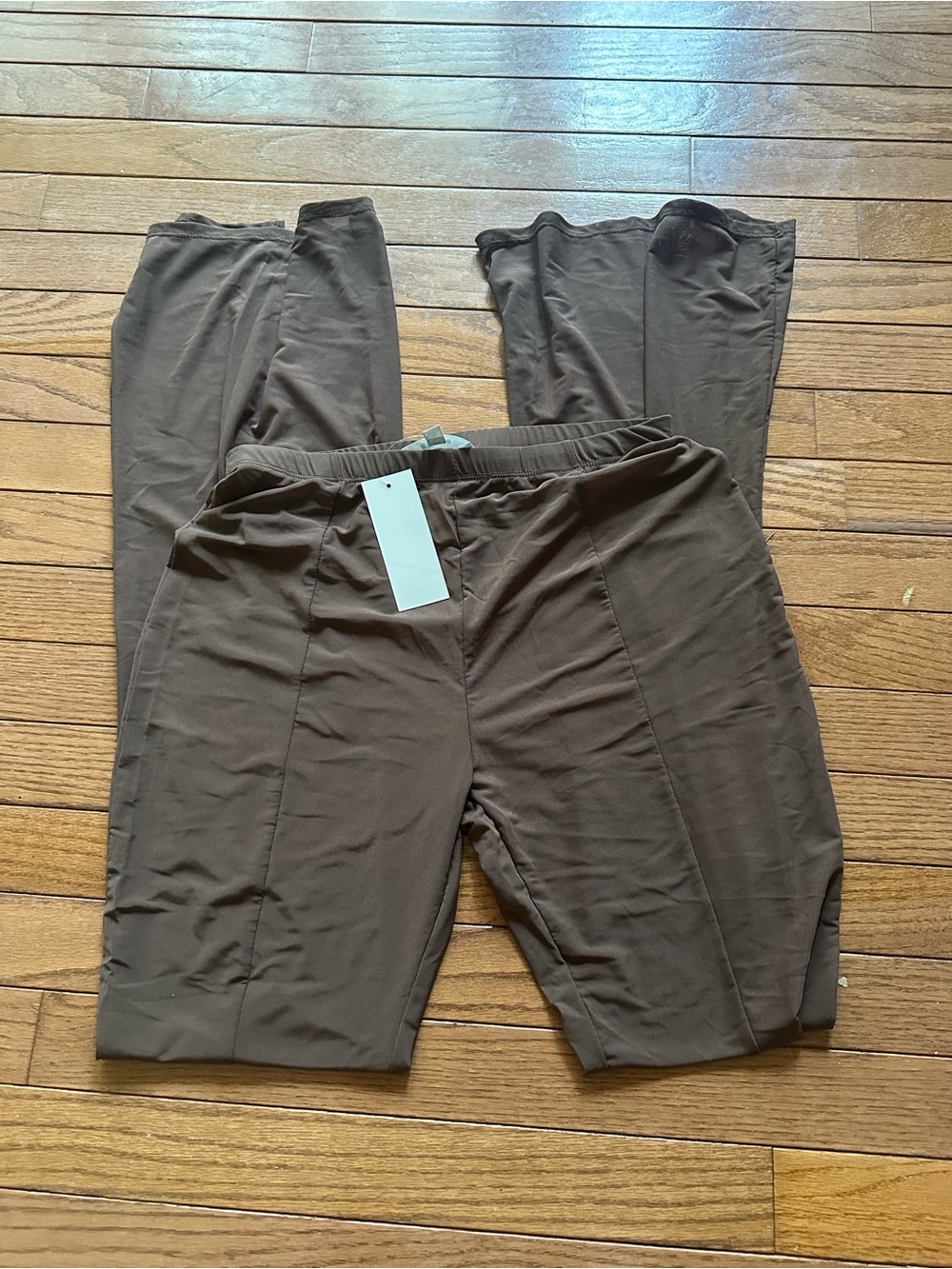 Women’s Brown Pull-On Wide-Leg Mesh Coverup Pants